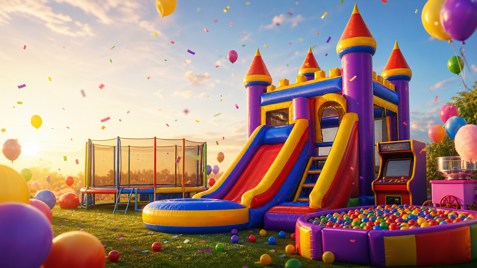 Universo 3D com brinquedos para festas